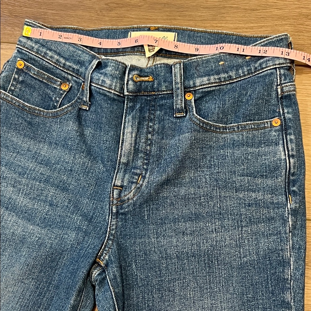Madewell Mid-Rise Kick Out Jeans Frayed Cuffs Size 25 Waist Flare Cropped - Picture 5 of 14